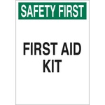Brady® 41208 Rectangular First Aid Sign, SAFETY FIRST, 10 in H x 7 in W, Black/Green on White, B-555 Aluminum, Corner Hole/Surface Mount