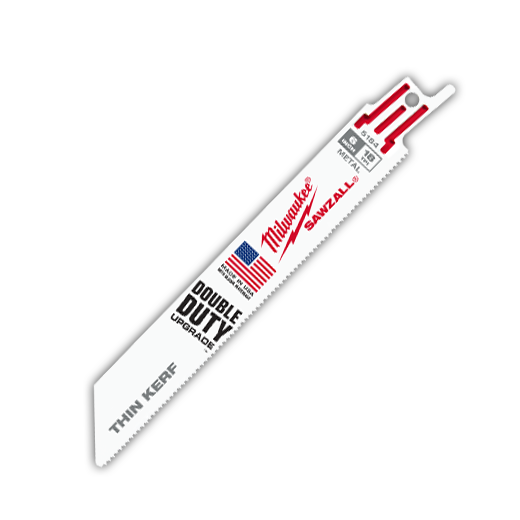 Milwaukee® SAWZALL® 48-00-8184 Double Duty Thin Kerf Reciprocating Saw Blade, 6 in L x 3/4 in W, 18 TPI, Bi-Metal Body, Universal/Toothed Edge Tang