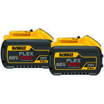 DeWALT® 20V/60V MAX* FLEXVOLT™ DCB609-2 Battery Pack, 9 Ah Li-Ion Battery, 20/60 VAC Charge, For Use With DeWALT® 20 V MAX*, 60 V MAX* and 120 V MAX* Tools