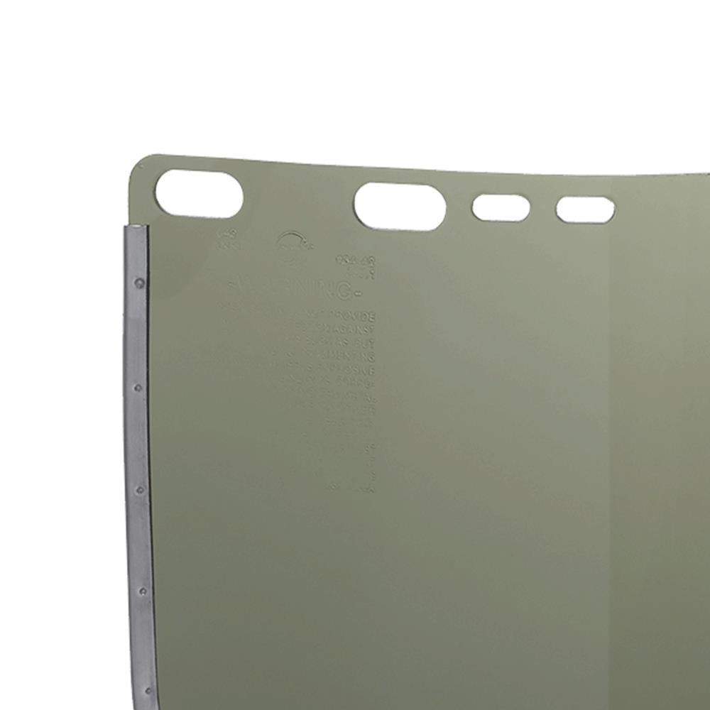 JACKSON SAFETY® 29090 F30 D Shape Bound Face Shield Window, Dark Green, Acetate, 9 in H x 15-1/2 in W x 0.04 in THK Visor, For Use With Headgear and Hard Hat Interchange System, ANSI Z87.1, CSA Z94.3