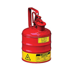 Justrite® 10301 Type I Safety Can With Trigger Handle and Stainless Steel Flame Arrester, 1 gal Capacity, 7-1/4 in Dia x 11-1/2 in H, Steel, Red