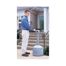 Justrite® 26800 Original Smokers Cease-Fire® Medium Duty Cigarette Butt Receptacle, 4 gal Capacity, 38-1/2 in H, Polyethylene, Pewter Gray