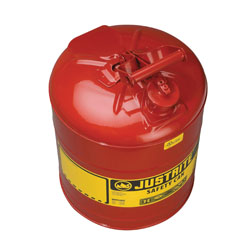 Justrite® 7150100 Type I Safety Can With Swinging Handle and Stainless Steel Flame Arrester, 5 gal Capacity, 11-3/4 in Dia x 16-7/8 in H, Steel, Red