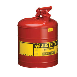 Justrite® 7150100 Type I Safety Can With Swinging Handle and Stainless Steel Flame Arrester, 5 gal Capacity, 11-3/4 in Dia x 16-7/8 in H, Steel, Red