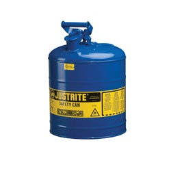 Justrite® 7150300 Type I Safety Can With Swinging Handle and Stainless Steel Flame Arrester, 5 gal Capacity, 11-3/4 in Dia x 16-7/8 in H, Steel, Blue