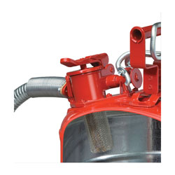 Justrite® Accuflow™ 7250130 Type II Safety Can With 1 in OD x 9 in L Metal Hose and Stainless Steel Flame Arrester, 5 gal Capacity, 11-3/4 in Dia x 17-1/2 in H, Steel, Red
