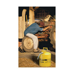 Justrite® Accuflow™ 7250230 Type II Safety Can With 1 in OD x 9 in L Metal Hose and Stainless Steel Flame Arrester, 5 gal Capacity, 11-3/4 in Dia x 17-1/2 in H, Steel, Yellow