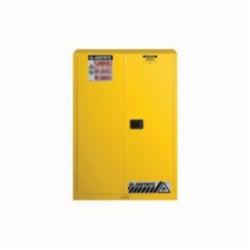 Justrite® 894500 Flammable Safety Cabinet, 45 gal Capacity, 65 in H x 43 in W x 18 in D, Manual Close Door, 2 Doors, 2 Shelves, Cold Rolled Steel, Yellow