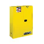 Justrite® 894520 Sure-Grip® EX Classic Flammable Safety Cabinet, 45 gal Capacity, U-Loc™ Handle, 65 in H x 43 in W x 18 in D, Self-Close Door, 2 Doors, 2 Shelves, Cold Rolled Steel, Yellow