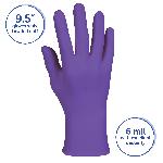 Kimberly-Clark* 55081 Disposable Gloves, S, Nitrile™ Polymer, Purple, 9-1/2 in L, Non-Powdered, Textured, 6 mil THK, Application Type: Exam/Medical Grade, Ambidextrous Hand