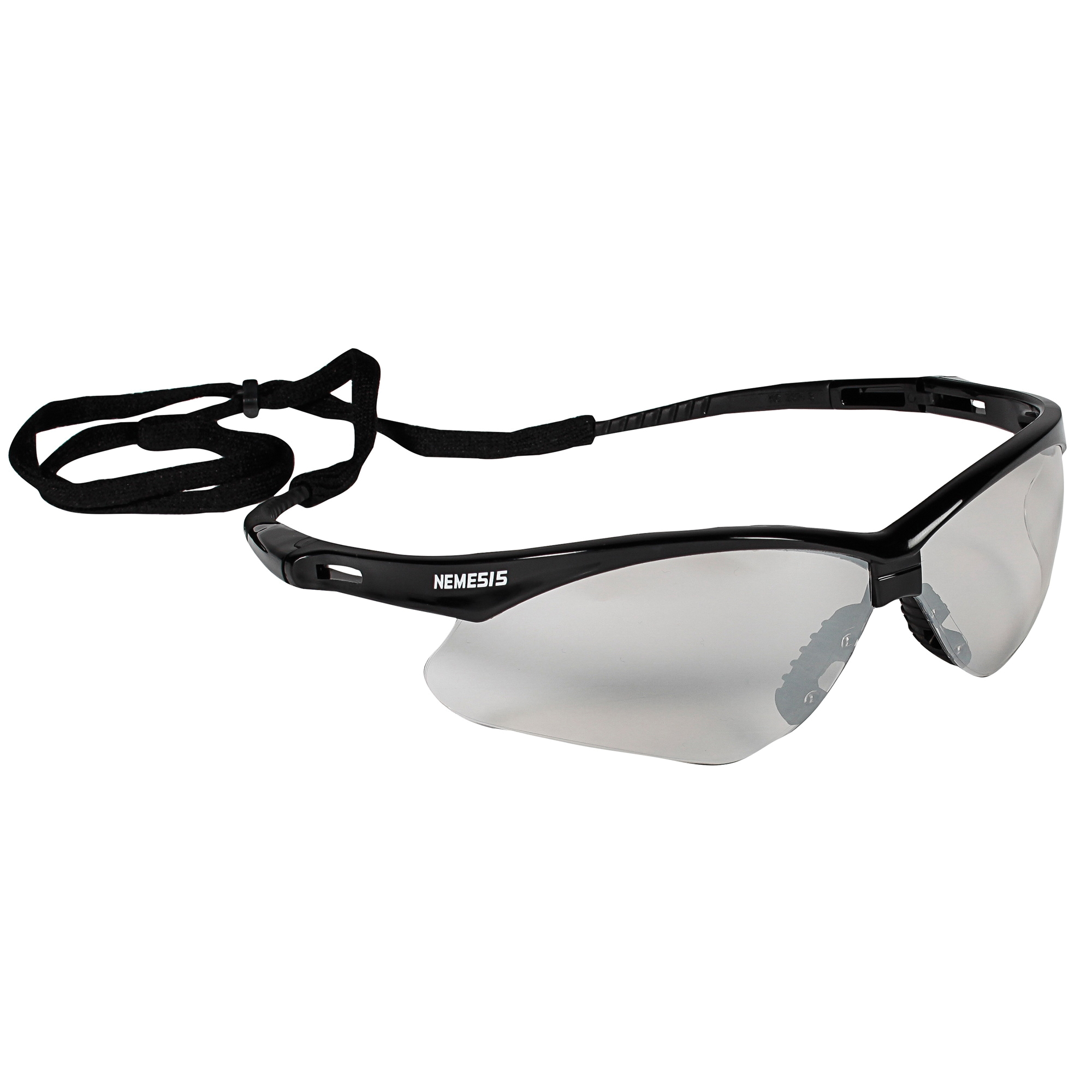 KleenGuard™ 25685 V30 Nemesis® Lightweight Safety Glasses With Neck Cord, Anti-Scratch, Indoor/Outdoor Lens, Wrap Around Frame, Black, Nylon Frame, Polycarbonate Lens, ANSI Z87.1-2010, CSA Certified