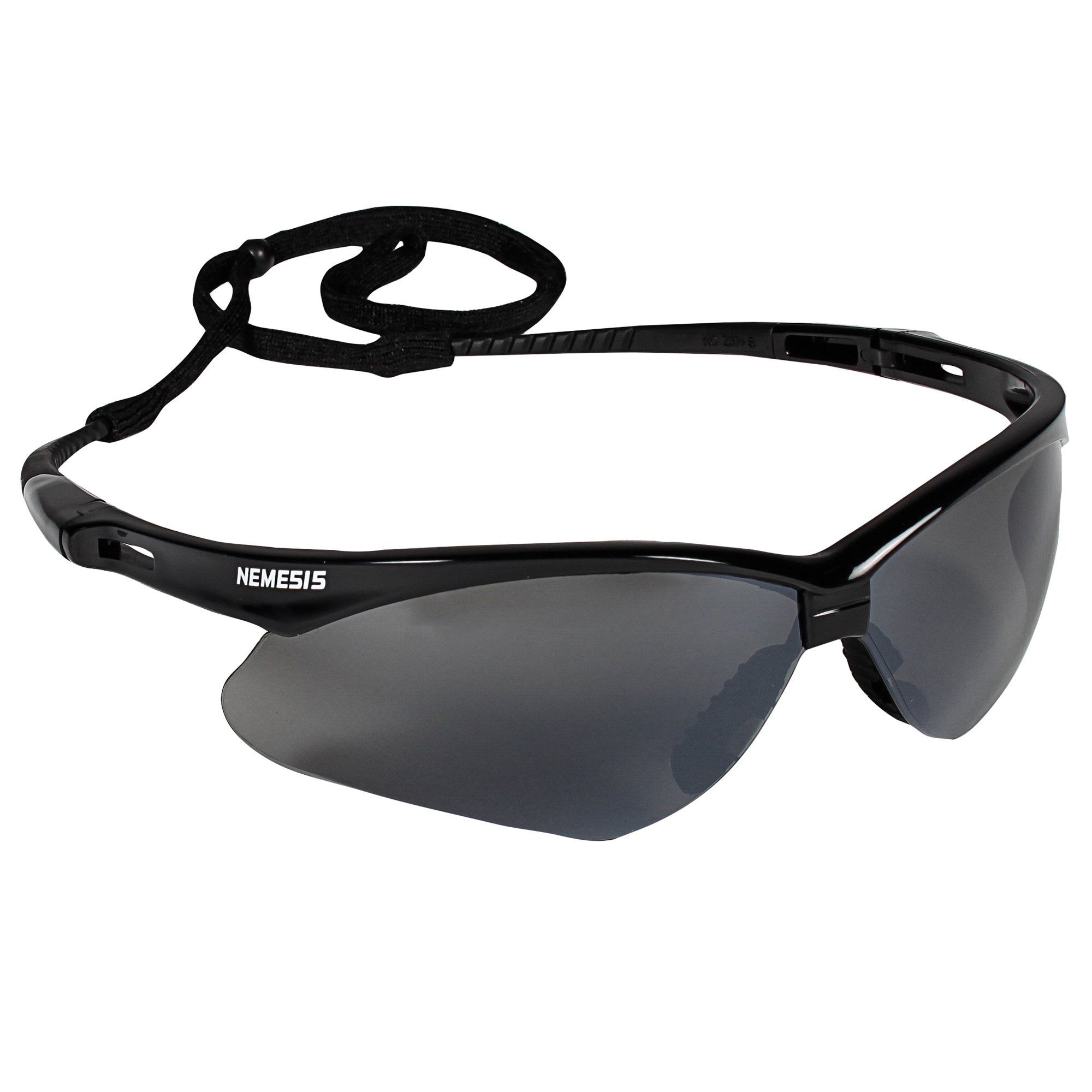 KleenGuard™ 25688 V30 Nemesis® Lightweight Safety Glasses With Neck Cord, Anti-Scratch, Smoke Mirror Lens, Wrap Around Frame, Black, Nylon Frame, Polycarbonate Lens, ANSI Z87.1-2010, CSA Certified