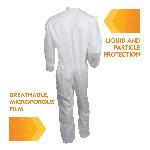 KleenGuard™ 44302 A40 Liquid Particle Protection Disposable Coverall, Unisex, M, White, Microporous Film Laminate, 23-1/2 in Chest, 37 in L Inseam
