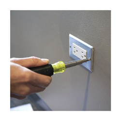 Klein® 32500 11-in-1 Multi-Bit Screwdriver, 6 Pieces, #1, #2, 3/16 in, 1/4 in, T10, T15 Range, Cushion Grip Handle, Steel, ASME Specified