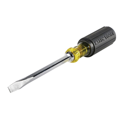 Klein® Cushion-Grip® 600-6 Heavy Duty Screwdriver, 5/16 in Keystone Point, Steel Shank, 10.938 in OAL, Rubber Handle, Polished Chrome, ANSI/ASME Specified