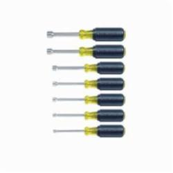 Klein® 631 Nutdriver Set, 7 Pieces, 18-1/4 in OAL, Cushion Grip Handle, Steel, Polished Chrome