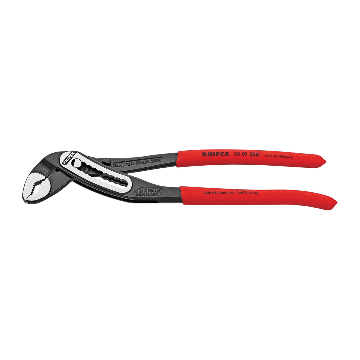 Knipex® Alligator® 88-01-250 Water Pump Plier, 2 in Nominal, Chrome Vanadium Steel V-Shape Jaw, 10 in OAL