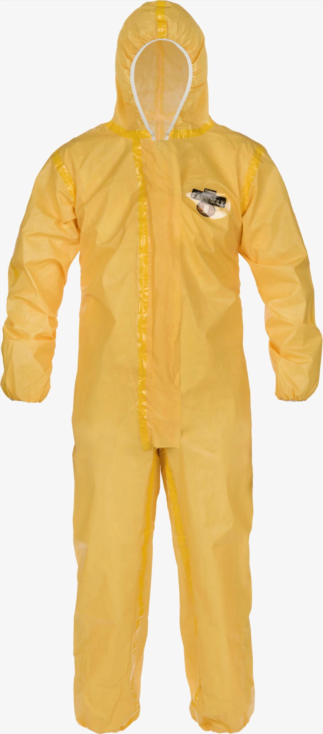 Lakeland® ChemMax® 1 C1T130Y Coverall, Yellow, Polyethylene Barrier Film/Polypropylene Non-Woven Filament