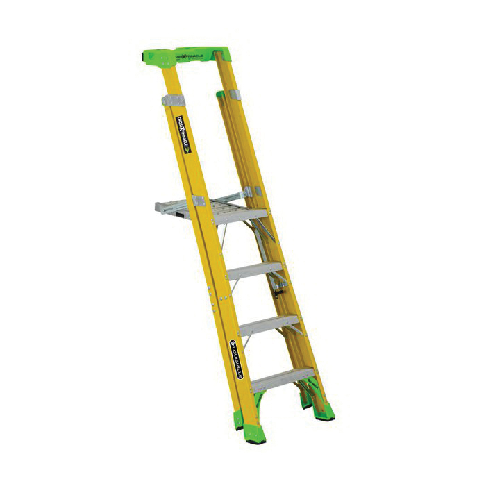 Louisville® FCP1404HD Cross Pinnacle Pro Platform and Leaning Step Ladder, 4 ft H Ladder, 375 lb Load, Fiberglass, ANSI Code: A14.5 Type IAA, 14-1/2 in W Platform
