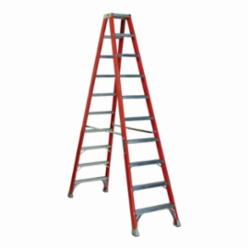 Louisville® FM1510 FM1500 Type IA Ribbed Twin Front Ladder, 10 ft H Ladder, 300 lb Load, 9 Steps, Fiberglass, A14.5