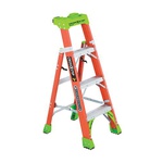 Louisville® FXS1504 FXS1500 Type IA 2-in-1 Cross Step to Shelf Ladder, 4 ft H Ladder, 300 lb Load, 3 Steps, Fiberglass, A14.5