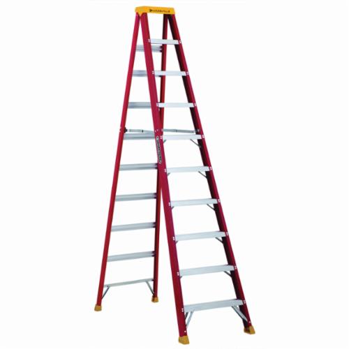 Louisville® L-3016-10 Type IA Non-Conductive Weather Resistant Step Ladder, 10 ft H Ladder, 300 lb Load, 9 Steps, Fiberglass, A14.5