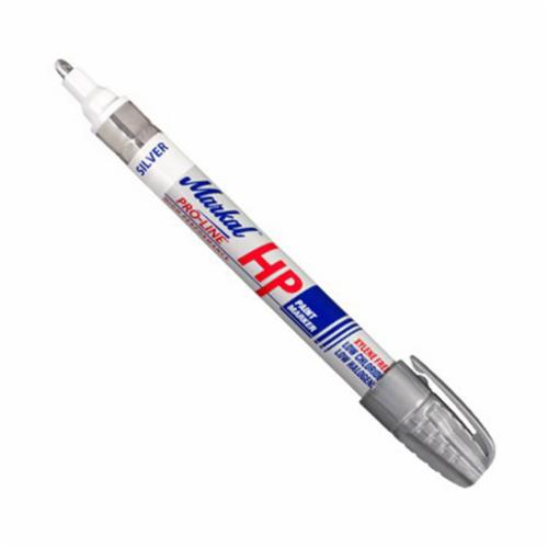 Markal® 096967 PRO-LINE® HP High Performance Liquid Paint Marker, 1/8 in Bullet/Medium Tip, Fiber Tip, Silver