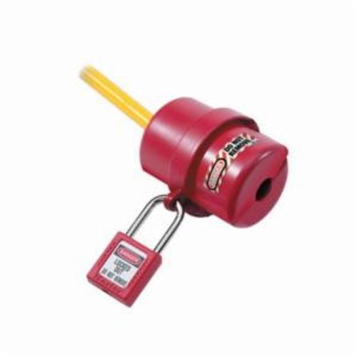 Master Lock® 487 Rotating Electrical Plug Lockout, For Use With 120/220 V Electrical Cord Plug Up to 2-1/4 in Dia, 1 Padlocks, 9/16 in Dia Max Padlock Shackle, Thermoplastic, Red