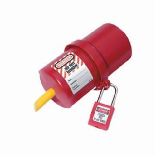 Master Lock® 488 Large Rotating Electrical Plug Lockout, For Use With 220/550 V Electrical Cord Plug Up to 3 in Dia, 1 Padlocks, 9/16 in Dia Max Padlock Shackle, Thermoplastic, Red