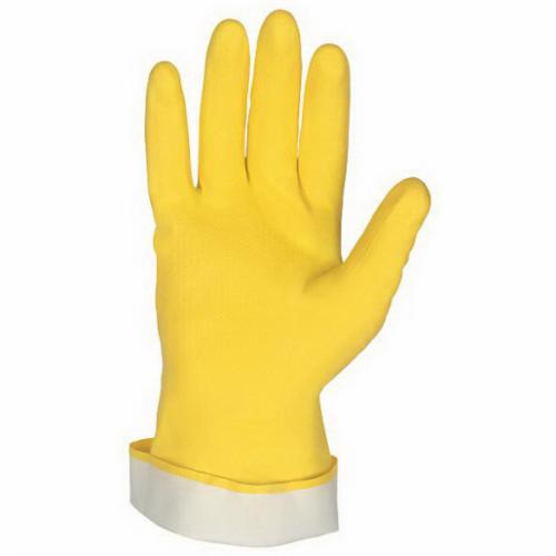 MCR Safety 5280P 5290P Industrial Grade Chemical-Resistant Gloves, M, Latex, Yellow, Flock Lining, 12 in L, Resists: Chemical, Unsupported Support, Straight Cuff, 18 mil THK
