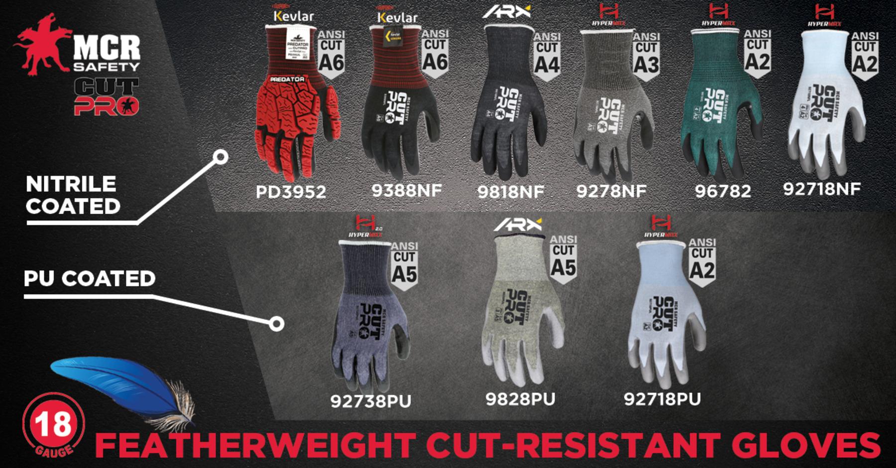 MCR Safety 9278NFXL Cut Pro™ Cut-Resistant Gloves, XL, Nitrile Foam Coating, HyperMax™, Knit Wrist Cuff, Resists: Abrasion, Cut and Puncture, ANSI Cut-Resistance Level: A3, ANSI Puncture-Resistance Level: 4