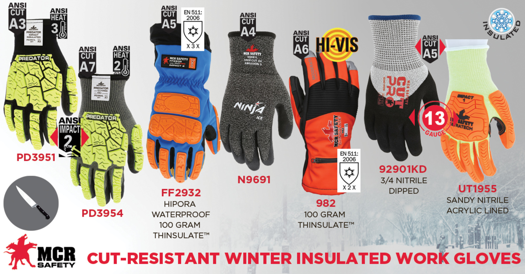 MCR Safety UT1955XXL UltraTech™ Stitched Mechanics Gloves, 2XL, Sandy Nitrile Foam Coating, HyperMax™/TPR, Knit Wrist Cuff, Resists: Abrasion, Cut, Impact, Liquid, Oil and Puncture, ANSI Cut-Resistance Level: A5, ANSI Puncture-Resistance Level: 4