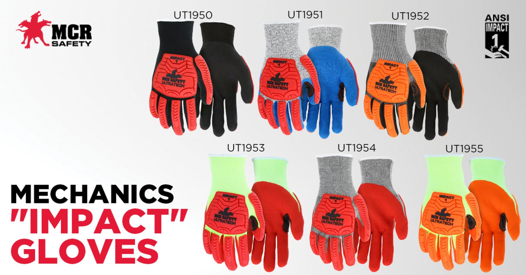 MCR Safety UT1954S UltraTech™ Stitched Mechanics Gloves, S, Sandy Nitrile Foam Coating, HyperMax™/TPR, Knit Wrist Cuff, Resists: Abrasion, Cut, Impact, Liquid, Oil and Puncture, ANSI Cut-Resistance Level: A5, ANSI Puncture-Resistance Level: 4