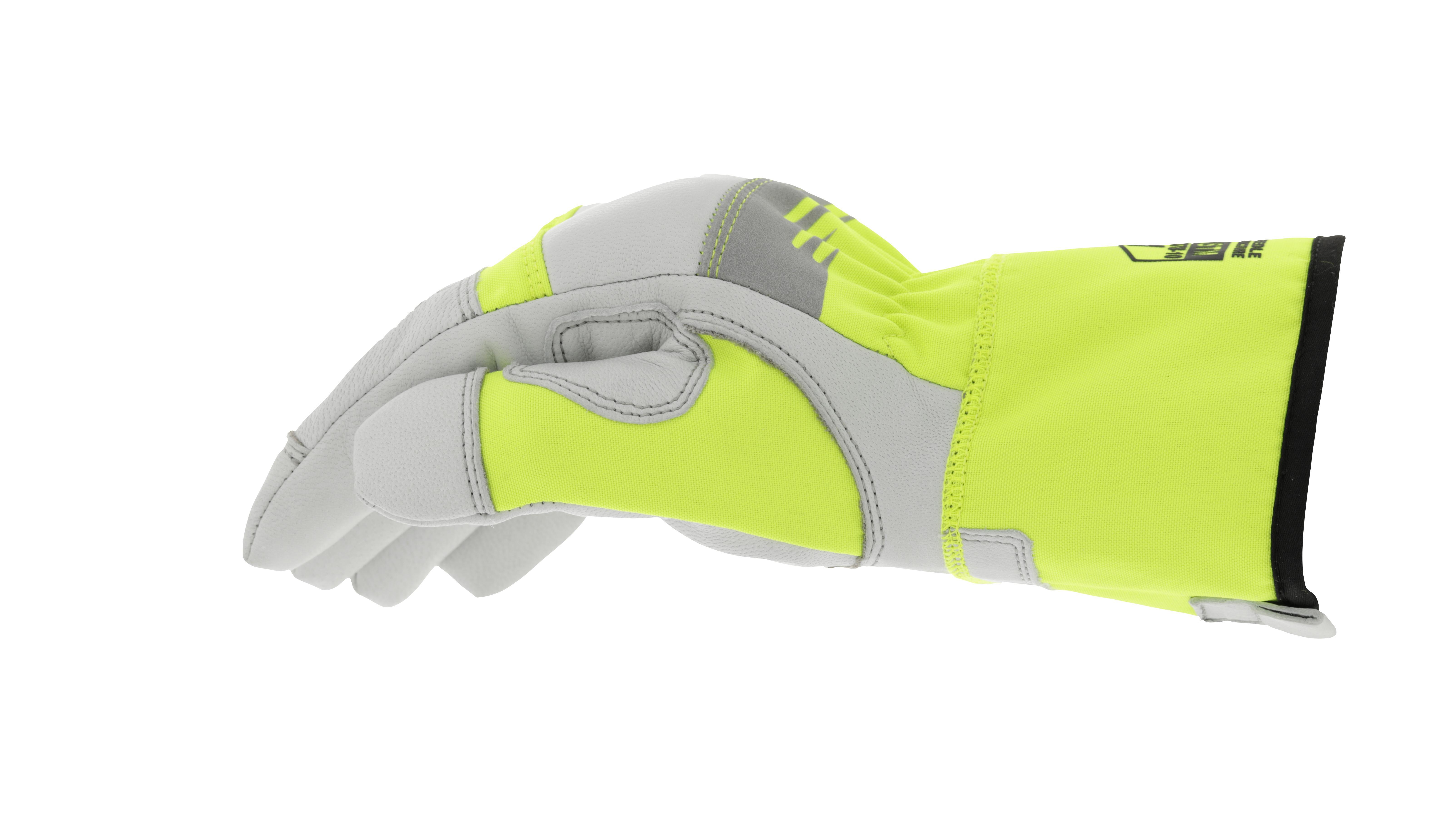Mechanix Wear® NSIND-91-010 NSIND-91 High-Visibility Gloves, SZ 10/L, Tricot/Leather, Open Cuff, Resists: Water/Abrasion/Cut, ANSI Cut-Resistance Level: A5, ANSI Puncture-Resistance Level: 5, Left/Right Hand