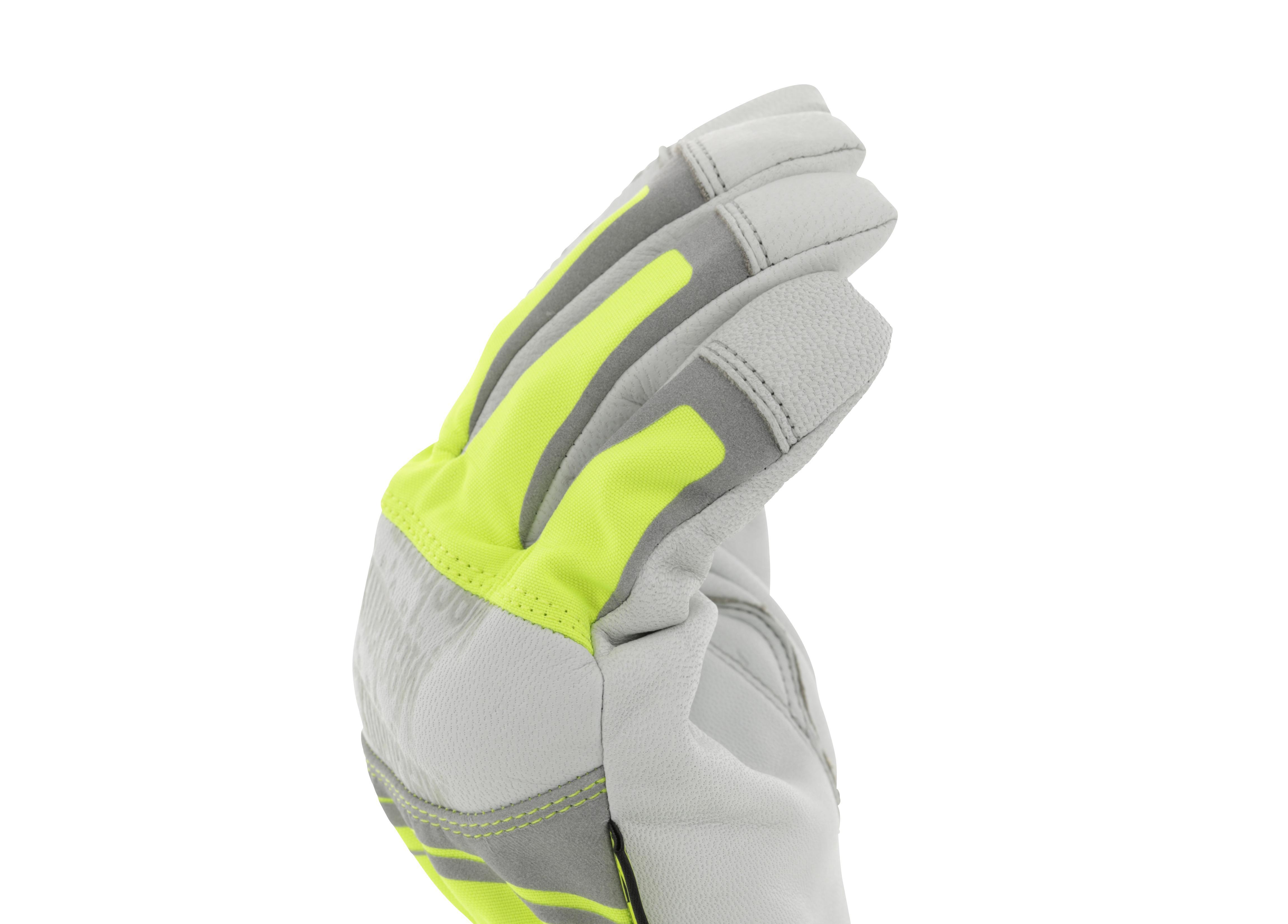 Mechanix Wear® NSIND-91-010 NSIND-91 High-Visibility Gloves, SZ 10/L, Tricot/Leather, Open Cuff, Resists: Water/Abrasion/Cut, ANSI Cut-Resistance Level: A5, ANSI Puncture-Resistance Level: 5, Left/Right Hand