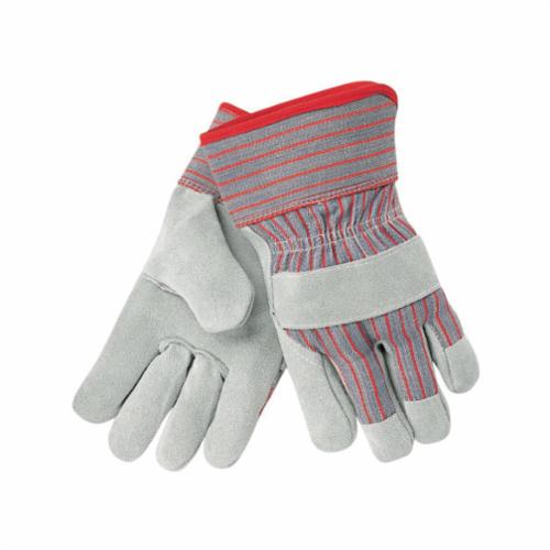 MCR Safety 1200 Industrial Grade General Purpose Gloves, Leather Palm, Grain Cowhide Leather Palm, Cowhide Leather, Gray, Rubberized Safety Cuff, Resists: Abrasion, Puncture and Tear, Fleece Lining, Standard Finger/Wing Thumb/Gunn Cut