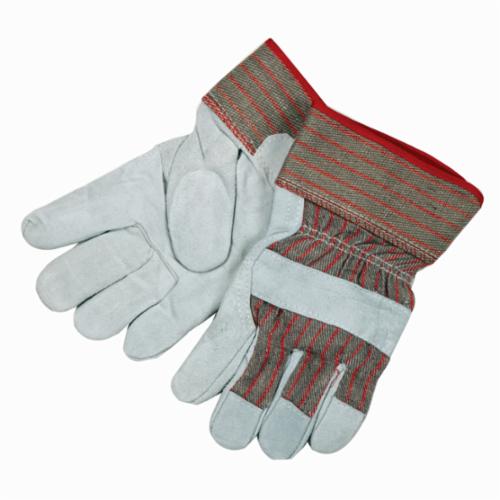 MCR Safety 1205L 1205 Industrial Grade General Purpose Gloves, Gunn Pattern/Standard Finger/Wing Thumb Style, Cowhide Leather Palm, 7 ga Cotton Thread/Leather/Polyester, Gray, Rubberized Safety Cuff, Resists: Abrasion, Cut, Puncture and Tear