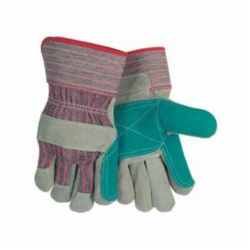 MCR Safety 1211J Economy Grade General Purpose Gloves, Leather Palm, Gunn Pattern/Standard Finger/Wing Thumb Style, L, Cowhide Leather Palm, Cowhide Leather, Gray, Rubberized Safety Cuff, Resists: Abrasion and Puncture, Fleece Lining