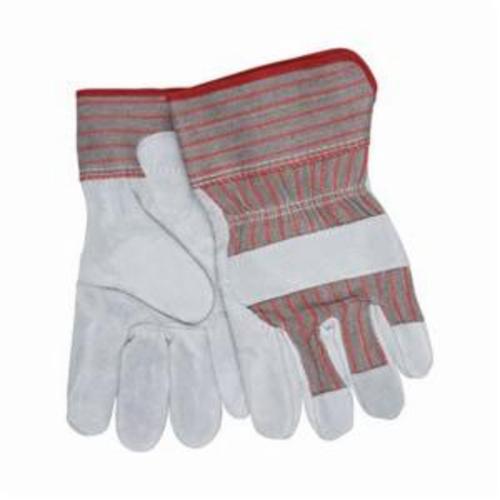 MCR Safety 1270B Economy Grade General Purpose Gloves, Leather Palm, Gunn Pattern/Standard Finger/Wing Thumb Style, L, Cowhide Leather Palm, Cowhide Leather, Gray, Plasticized Safety Cuff, Uncoated Coating, Fleece Lining