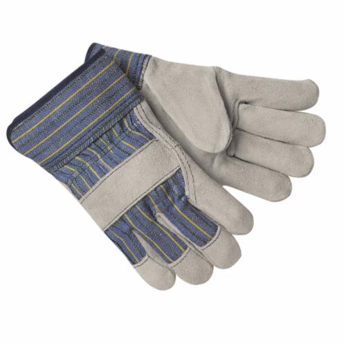 MCR Safety 1400A 1400A A-Grade General Purpose Gloves, Gunn Pattern/Standard Finger/Wing Thumb Style, Cowhide Leather Palm,  Cotton Thread/Leather/Polyester, Gray, Plasticized Safety Cuff, Fleece Lining