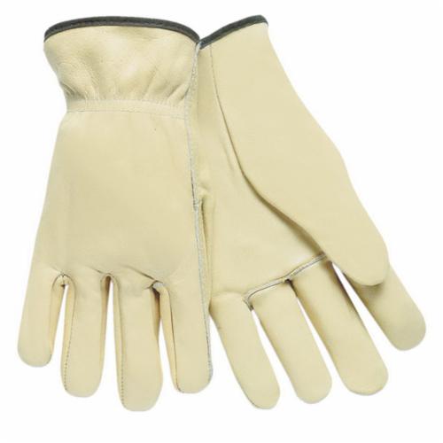 MCR Safety 3201 General Purpose Gloves, Drivers, Grain Cowhide Leather Palm, Cotton Threadeather/Polyester, Beige, Open/Slip-On Cuff, Uncoated Coating, Resists: Abrasion, Unlined Lining, Gunn Cut/Standard Finger/Straight Thumb