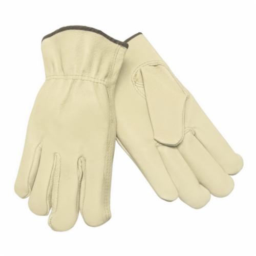MCR Safety 3401 Industrial Grade General Purpose Gloves, Drivers, Grain Pigskin Leather Palm, Cotton Threadeather/Polyester, Beige, Open/Slip-On Cuff, Uncoated Coating, Resists: Abrasion, Unlined Lining, Gunn Cut/Standard Finger/Keystone Thumb