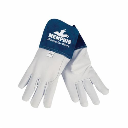 MCR Safety 4850 Gloves for Glory® Premium Grade MIG/TIG Welding Gloves, Top Grain Goat Skin Leather, White, Unlined, Gauntlet Cuff, 12.37 in L, 0.4 to 1.1 mm Glove Material Thickness