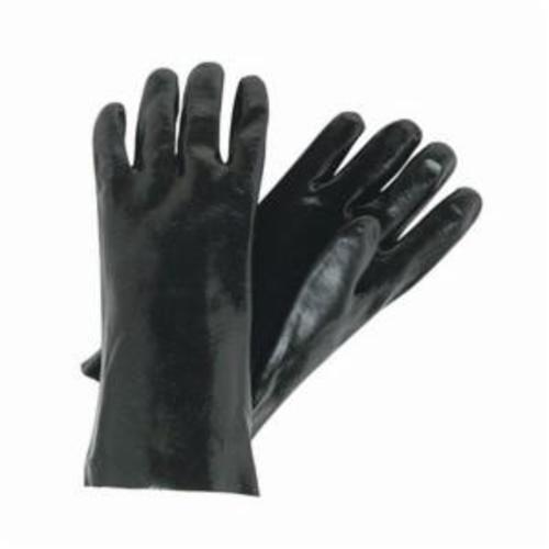MCR Safety 6300 Industrial Grade Single Dipped Supported General Purpose Gloves, Coated, Standard Finger/Wing Thumb Style, Natural White, Gauntlet Cuff, PVC with Smooth Finish Coating, Resists: Light Chemical, Interlock Lining