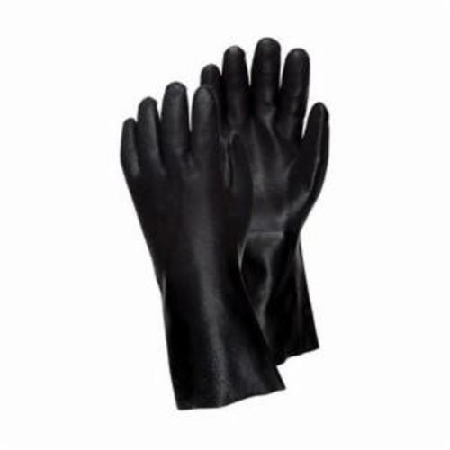 MCR Safety 6522SJ Industrial Grade General Purpose Gloves, Coated, Standard Finger/Wing Thumb Style, L, PVC Palm, PVC, Black/White, Gauntlet Cuff, PVC with Sandy Finish Coating, Resists: Abrasions, Cut, Chemicals and Puncture
