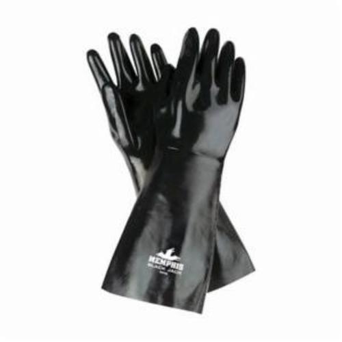 MCR Safety 6948 Black Jack® Industrial Grade General Purpose Gloves, Coated, Standard Finger/Wing Thumb Style, L, Neoprene Palm, Neoprene, Black/White, Gauntlet Cuff, Neoprene with Rough Finish Coating, Brushed Interlock Lining