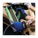 MCR Safety 900 FasGuard™ Premium Grade General Purpose Gloves, Leather Palmulti-Task, Clarino® Synthetic Leather Palm, Cotton/Polyester/Spandex® Foam, Black/Blue Fabric/Red Logo, Elastic Wrist Cuff, Uncoated Coating, Resists: Solvent, Unlined Lining