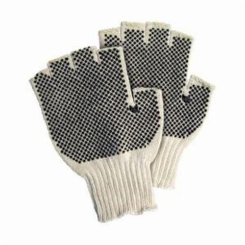 MCR Safety 9508LM 9508M High Performance Regular Weight General Purpose Gloves, Multi-Purpose, Fingerless Style, L, PVC Palm, 7 ga Cotton/Polyester, Brown Polymer/Natural Fabric, String Knit Wrist Cuff, 2-Sided Dotted PVC Coating, Resists: Abrasion
