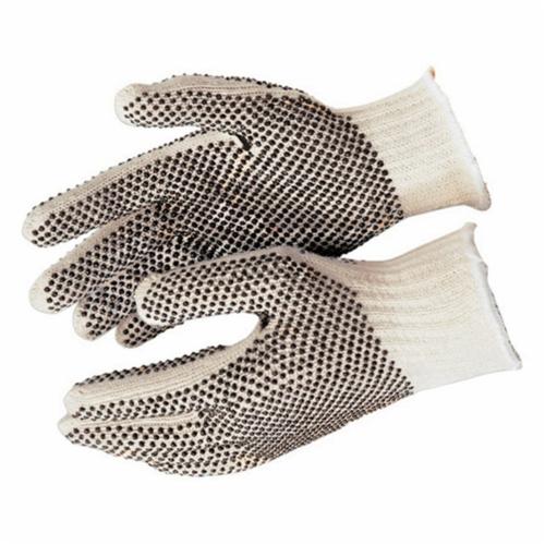 MCR Safety 9660L Regular Weight General Purpose Gloves, Coated, Standard Finger Style, L, PVC Palm, 7 ga 70% Cotton/30% Polyester, Brown/White, String Knit Wrist Cuff, PVC Coating, Resists: Abrasion, Unlined Lining