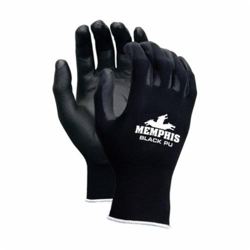 MCR Safety 9669XL Dipped General Purpose Gloves, Coated, Standard Finger/Wing Thumb Style, XL, Polyurethane Palm, 13 ga Nylon, Black, Knit Wrist Cuff, Polyurethane Coating, Resists: Abrasion, Cut, Puncture and Tear, Nylon Lining
